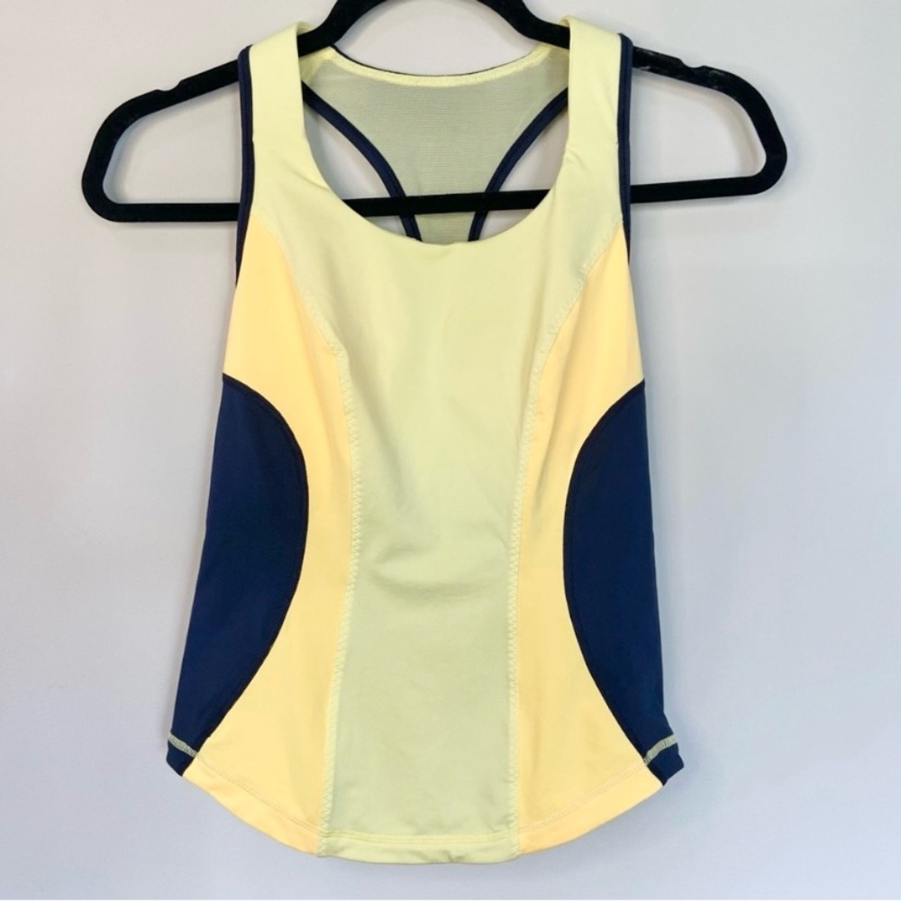 Lululemon Cardio Kick Tank Racerback Mellow Lemon Burning Yellow Inkwell Size 4